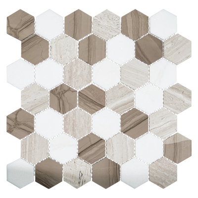 Channing 2-in. Hexagon Honeycomb Marble Look Glossy Natural Stone Wall & Floor Mosaic Tile