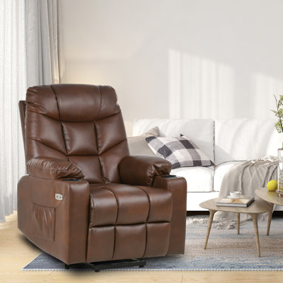 Leather Power Lift Assist Ergonomic Massager Recliner with Heating