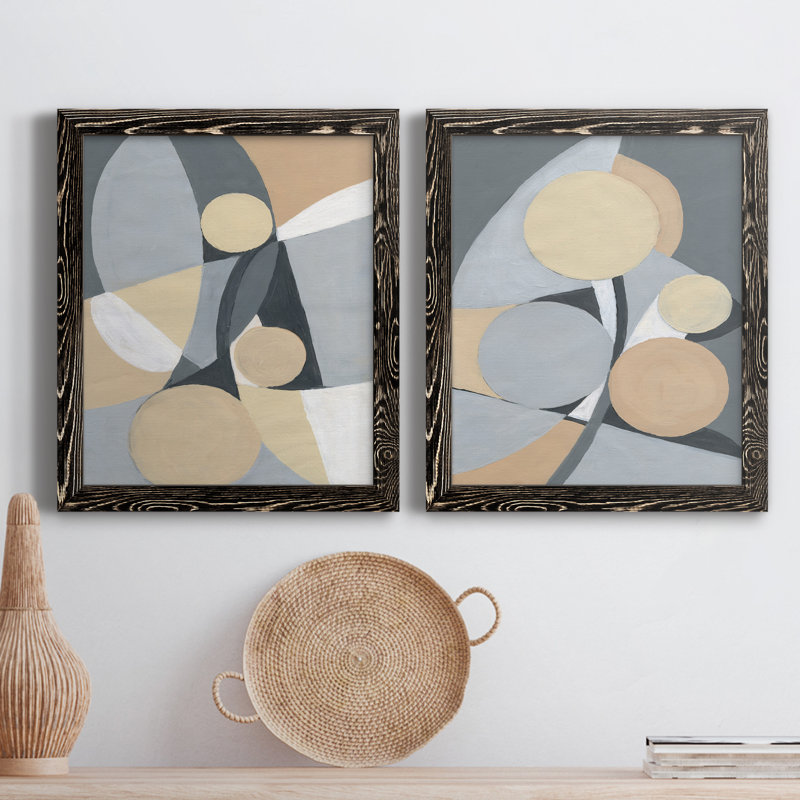 Millenium I - ensemble de 2 peintures sur toile encadrées, H 20 po x l 34 po x P 1,5 po, Toile encadrée noire