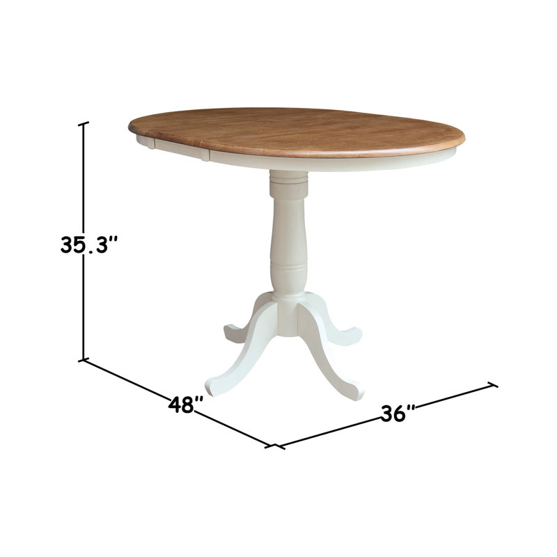 Ensemble de salle à manger extensible en bois massif Caladin, 5, Noyer blanc / écorce