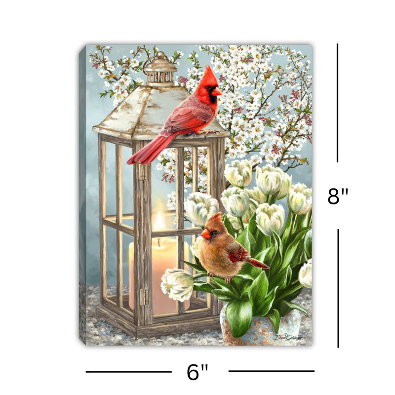 Sweet Cardinals 8x6 Mini Lighted Easel Back Canvas