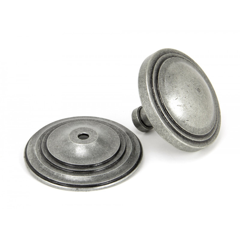 Art Deco Centre Door Knob, Pewter Patina