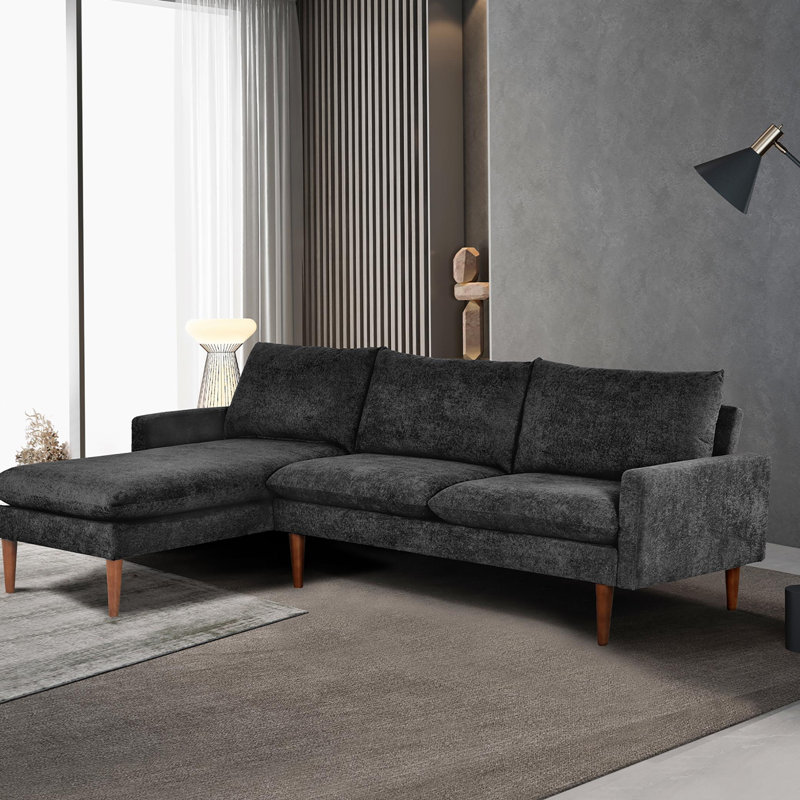 L-Shaped Sofa with Padded Cashmere: Multi-functional Design, Modern Luxury Appearance, Black Velvet