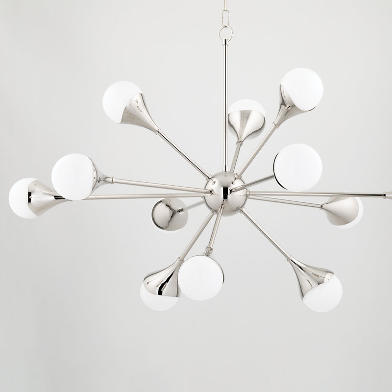 Lustre sphérique spoutnik 12 lumières Ariana, Nickel poli