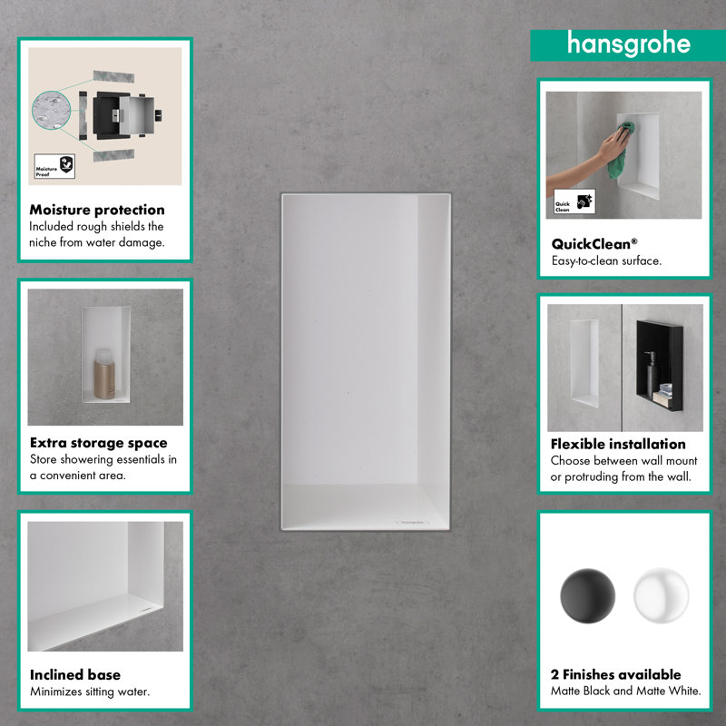 XtraStoris Minimalistic Wall Niche Frameless 12"x 6"x 4", Matte White