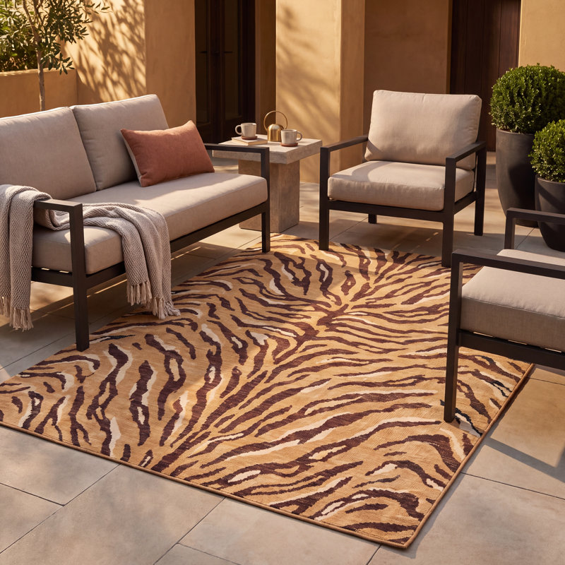 Tapis Wickham Animal Print Gold, Rectangle 6 pi 7 po x 14 pi 9 po