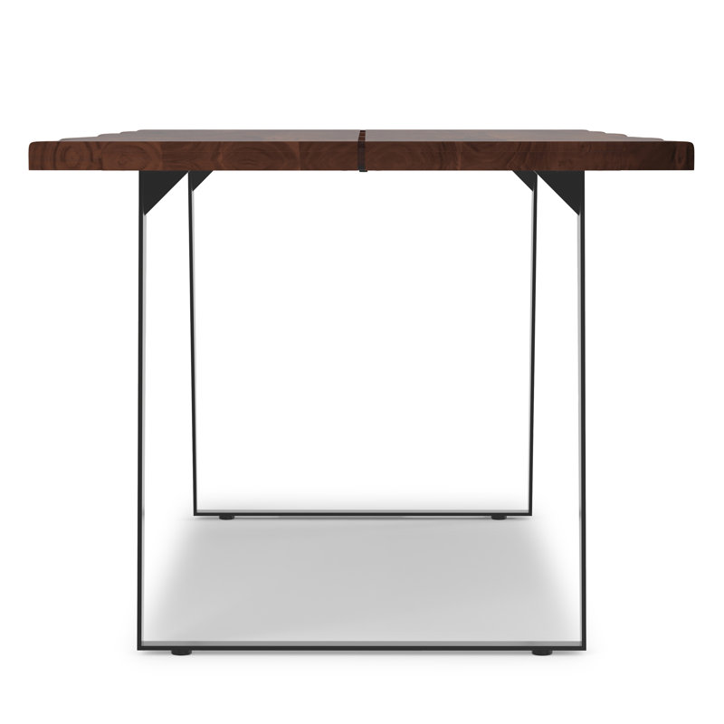 Delta 72"W Solid Acacia Dining Table, Industrial Style with Live Edge, Walnut