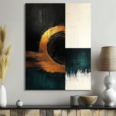 Barnesville Beyond The Angles Golden Emerald Forms II - Geometric Canvas Art