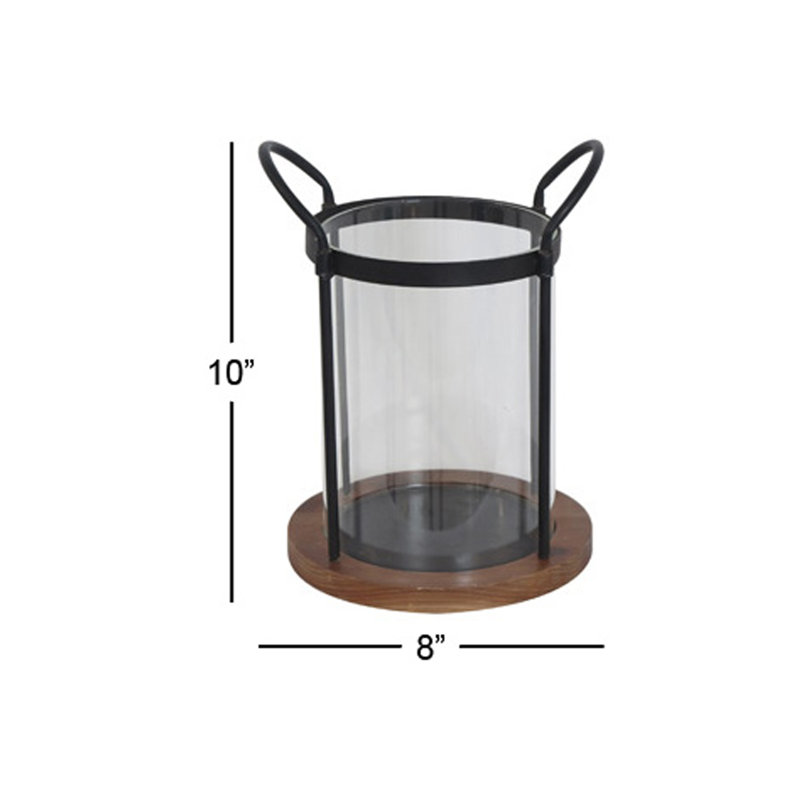 Votive en métal contemporain, H 10 po x l 8 po x P 7 po
