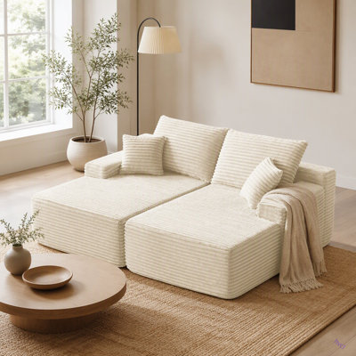 Canapé modulaire Cloud, méridienne en L avec méridienne en forme de R avec assise profonde et confortable canapé 2 places pour salon moderne (tissu moelleux), sans porte-gobelet