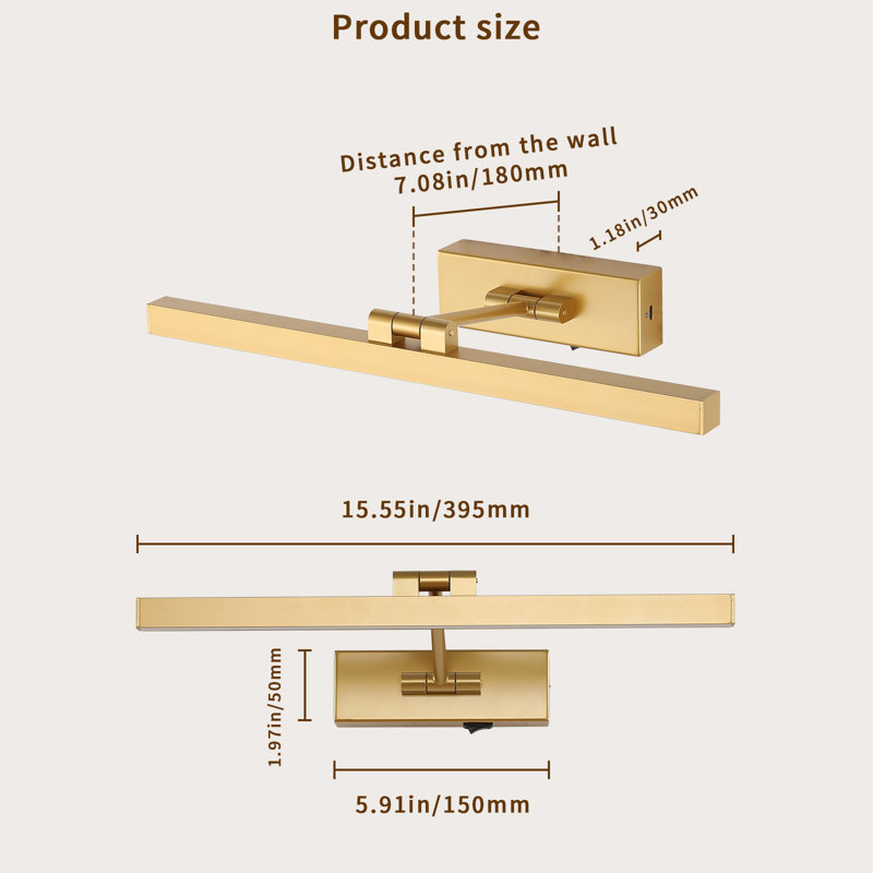 Lampe pour cadre DEL brossée 15,55 po avec télécommande, intensité variable, plusieurs couleurs, rotation et minuterie