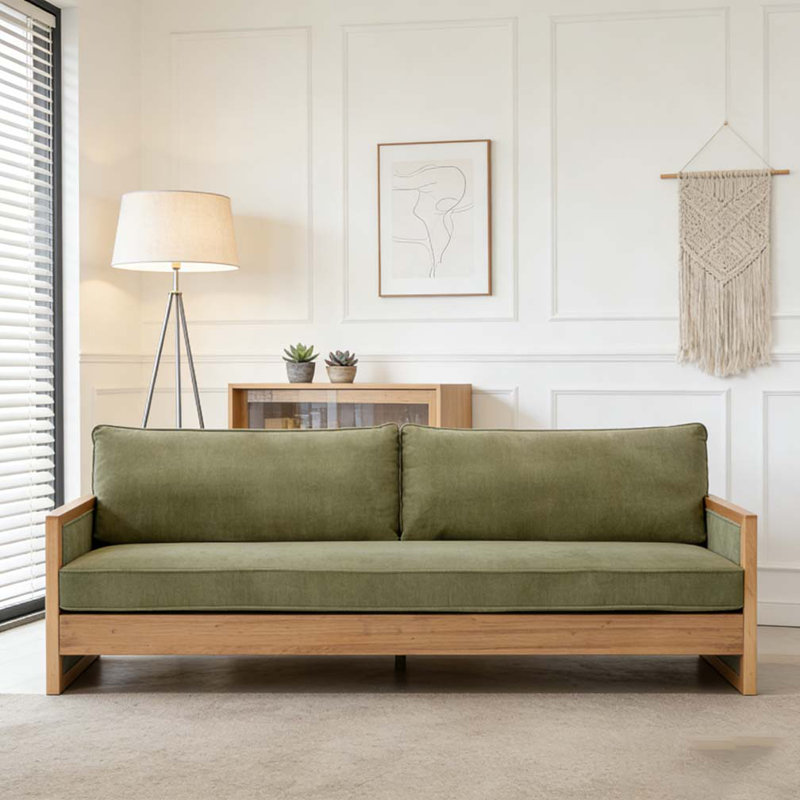 77.8" Sofa Couch Chenille Upholstery Sofa, Green