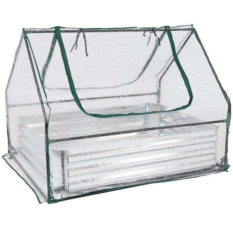 Mini serre extérieure Garmer avec jardin surélevé en métal et housse transparente - 4 pi x 3 pi