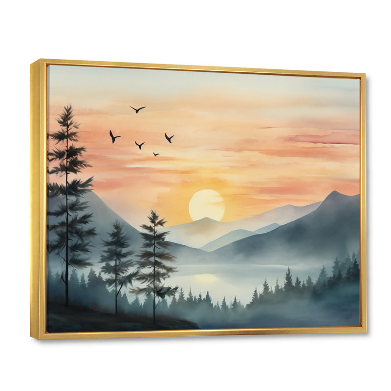 Afrique, Serengeti, coucher de soleil III, H 12 po x l 20 po, Cadre flottant doré