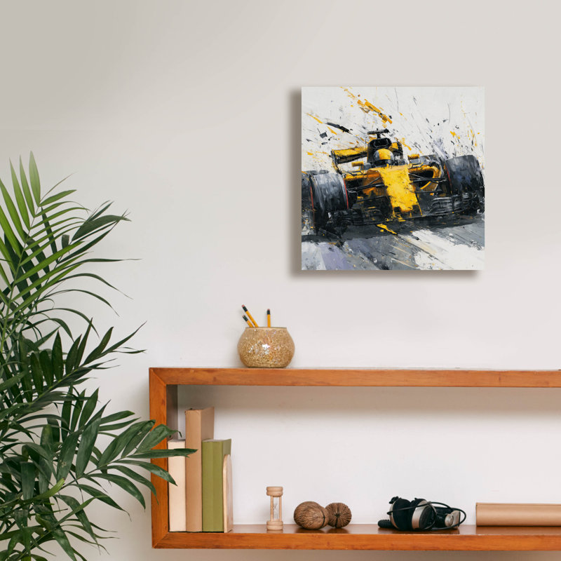  «Speed Demon Yellow» par Rich Monet, art mural sur toile, 12 po x 12 po, H 12 po x l 12 po