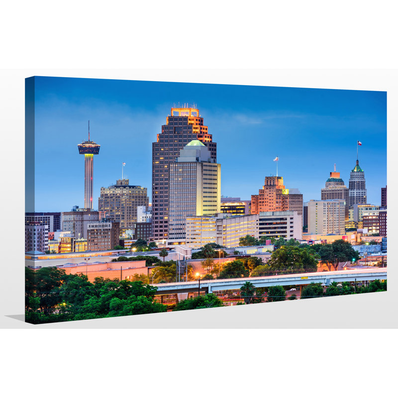 « san antonio, texas, usa horizon », reproduction de photo sur toile tendue, H 28 po x l 48 po x P 1,5 po
