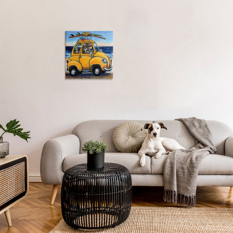 Art mural sur toile Groovy Pet Beach Buggy par CR Townsend, H 24 po x l 24 po
