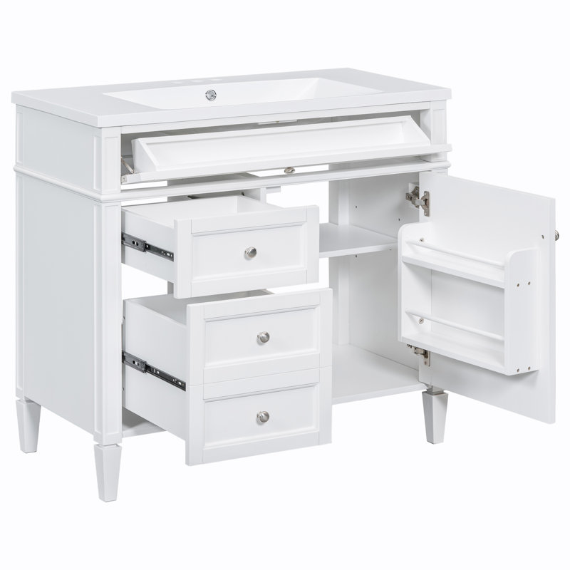 36'' Single Bathroom Vanity with Ceramic Top, White