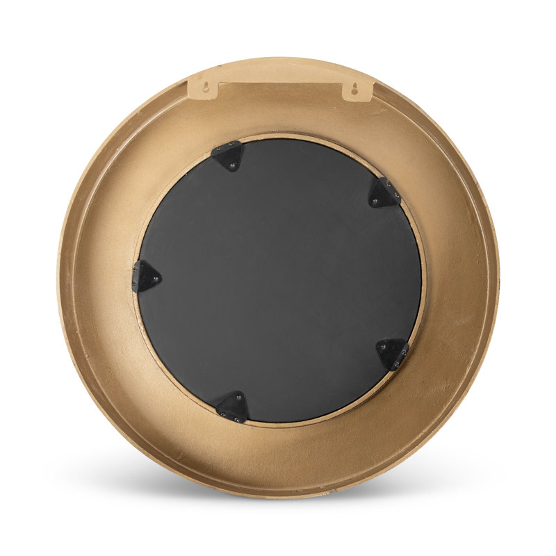 Rahi Round Aluminum Mirror, Antique Brass