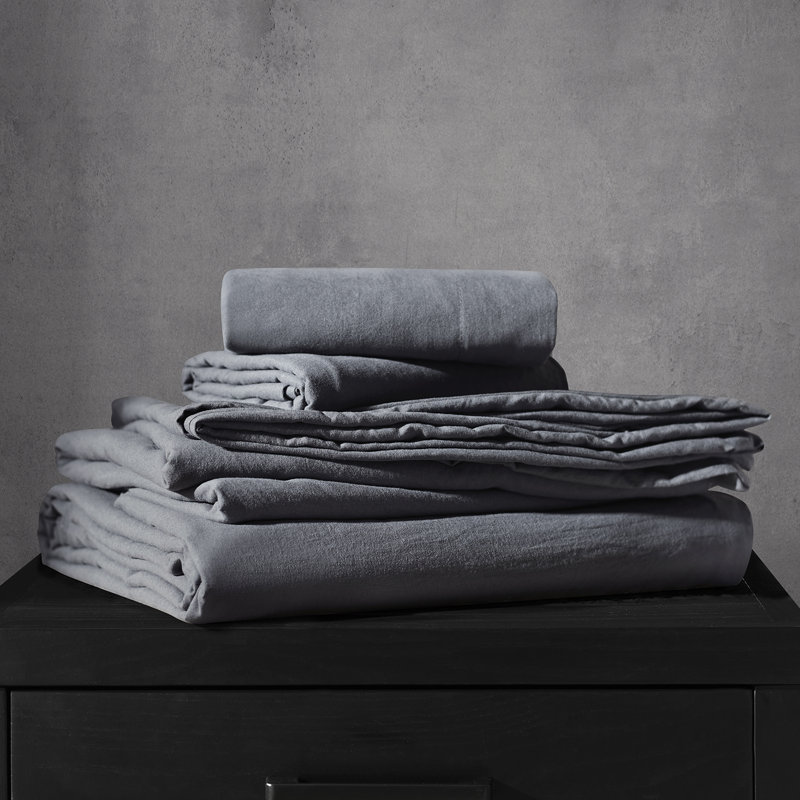 Prewashed Duvet Cover Set, Gray, King Duvet Cover + 2 King Shams