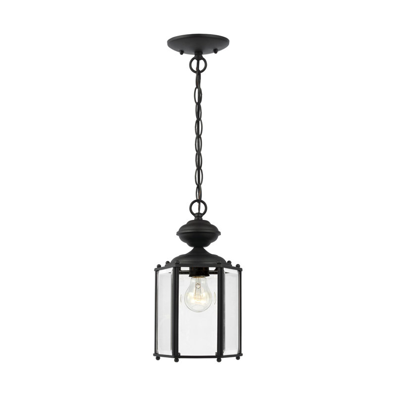 Classico One Light Outdoor Semi-Flush Convertible Pendant from Generation Lighting , Black