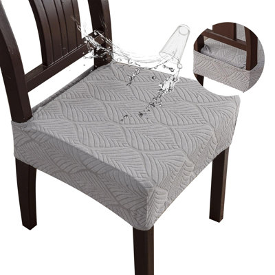 Housses de siège imperméables et extensibles, chaise de salle à manger pour 4 ensembles de housses de chaise lavables amovibles, housses arrière, gris clair
