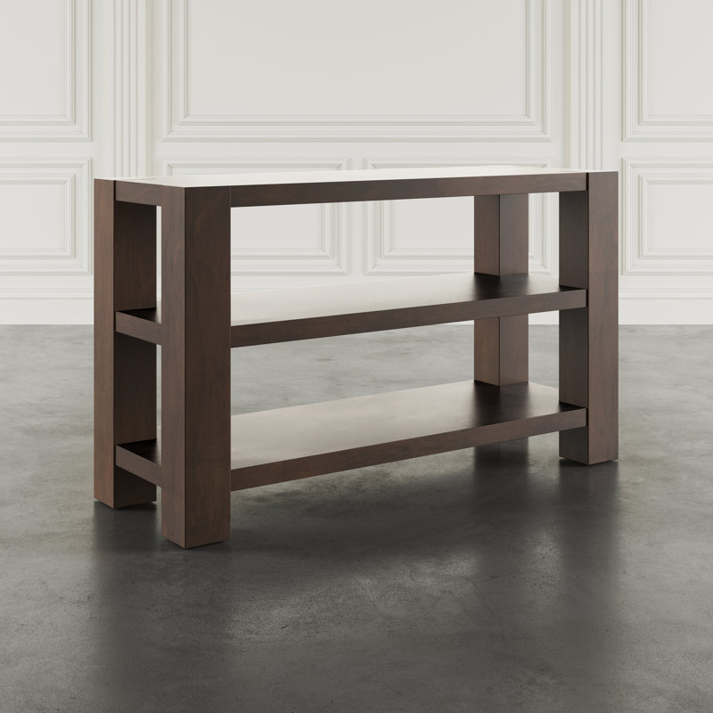 Bremen 50" Transitional Modern Block-Frame Sofa Console Table with Shelves