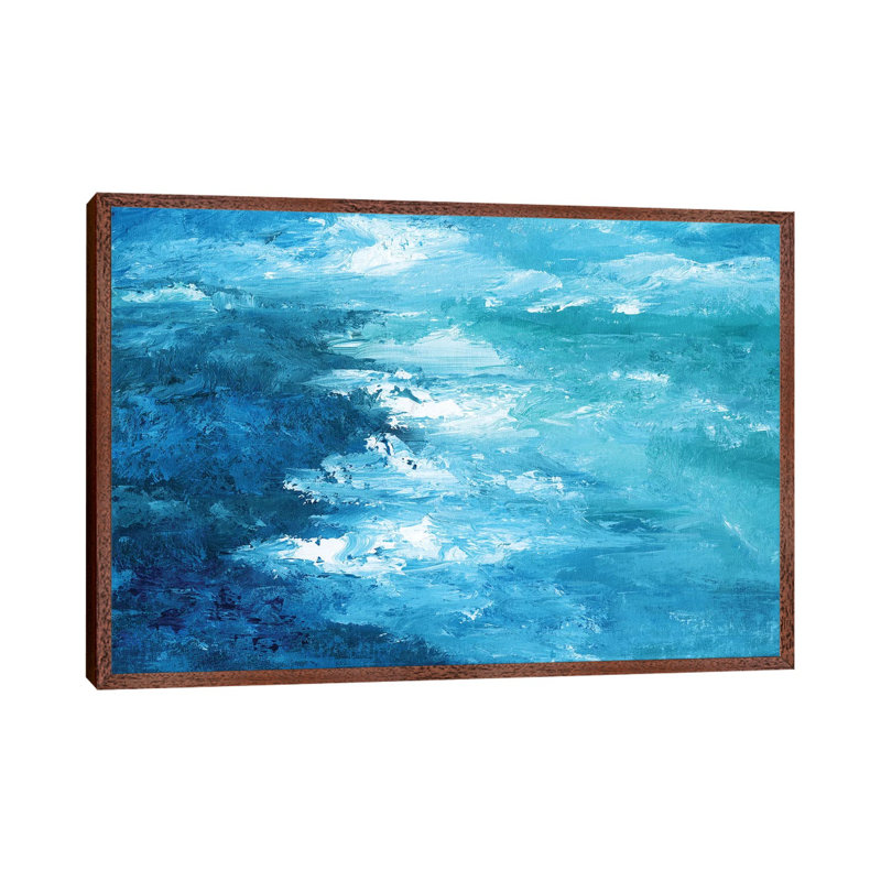 Crashing Waves I 1 Piece Painting on Canvas, 66.04 cm H x 45.72 cm W, Classic Brown Wood Framed