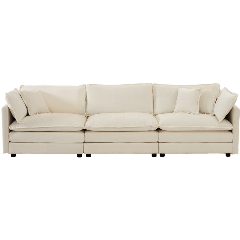 Ensemble de salon en chenille beige 1 + 1 + 3: style moderne, éponge, 3 pièces: sièges, tissu haut, structure en bois massif