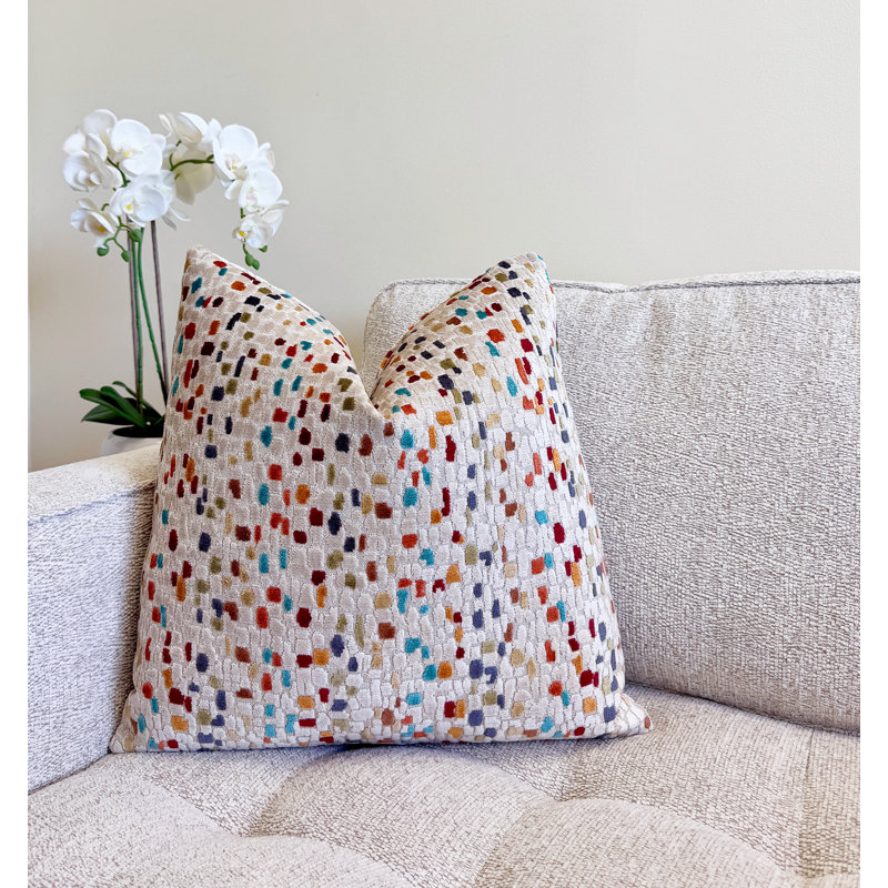 Housse de coussin en velours mosaïque, Coucher de soleil, 20 x 20 po