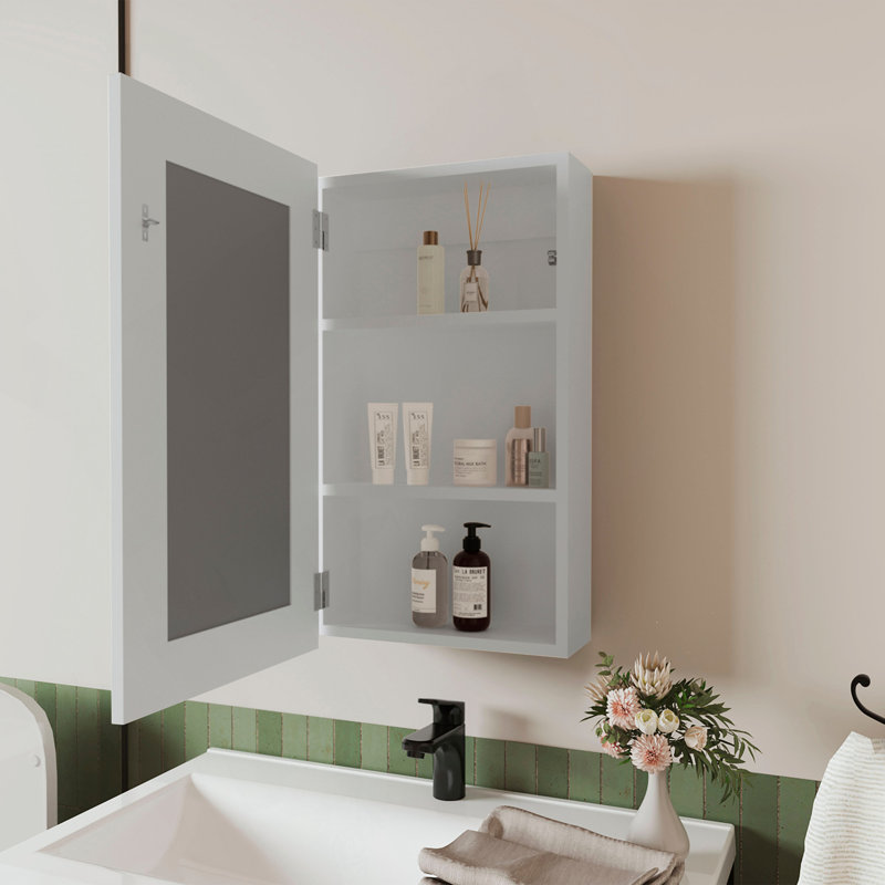 Pharmacie avec miroir inclus Parks, blanc, Blanc