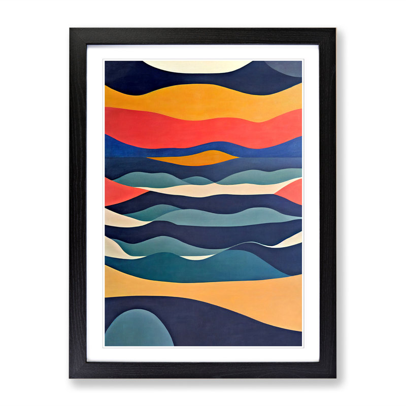 Ocean Abstract Painting Vol.3 - Picture Frame Print, Black, 64cm H x 46cm W