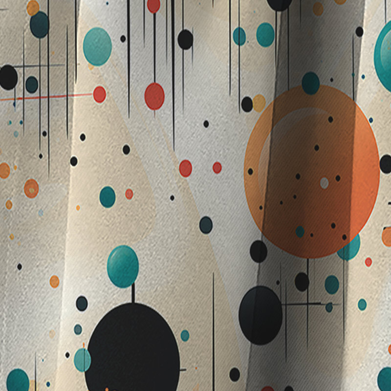 Futuriste motif à pois fusion - rideau abstrait - rideau occultant - 1 panneaux, L 52 po x L 108 po