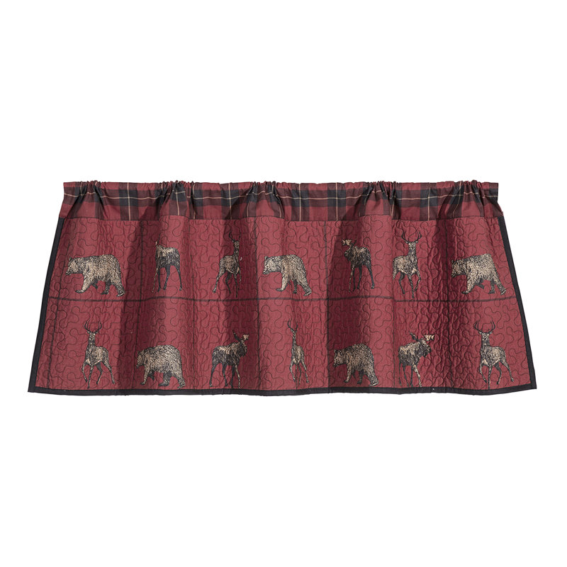 Red and Black Plaid Quilted Woodland Animal Valance