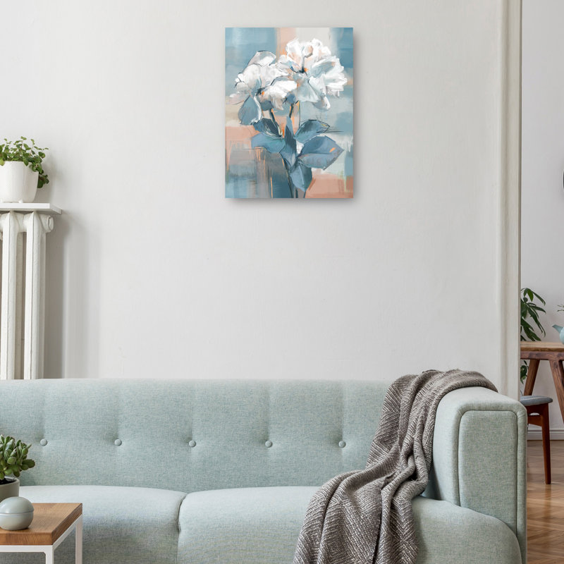 Spring Duet Blue and White Floral Canvas Art Print
