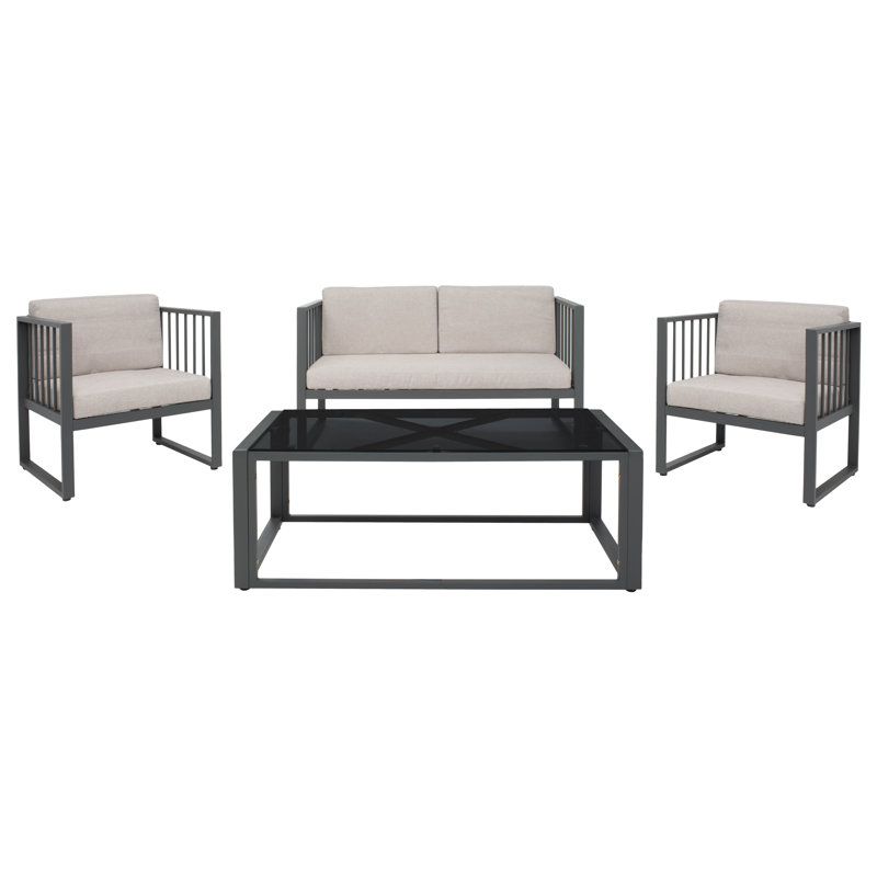 Aviral 4 - Person Patio Conversation Set with Cushions, Beige