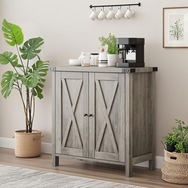 Sideboard Buffet Cabinet, Small Storage Cabinet with Adjustable Shelves and 2 Doors Accent Entryway Console Cupboard for Living Room, Dining Room, Farmhouse Buffet Coffee Bar Storage
