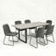 Extendable Dining Table Set for 6, 130-170 cm Extendable Gray Tabletop, Metal U-Shaped Base with Fabric Chairs, Modern Style Table Set for Dining Room Kitchen-917580308