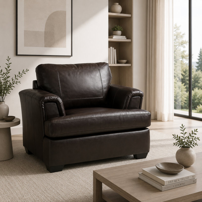 Fauteuil club en cuir fleur 43 po Verano