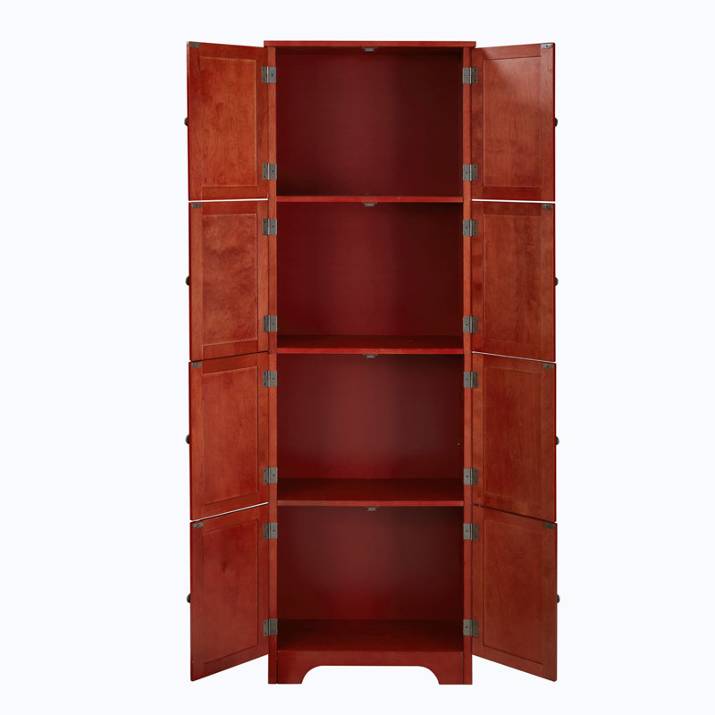 Corner Storage Cabinet with 8 Doors, Cherry