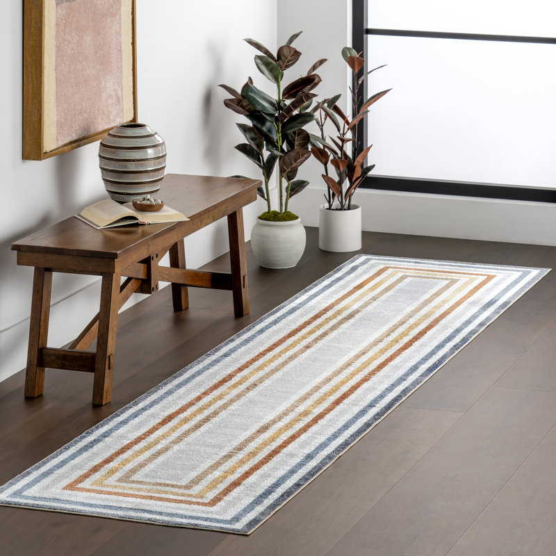 Alienor SpinClean Striped Machine Washable Area Rug, Runner 2'6" x 10'