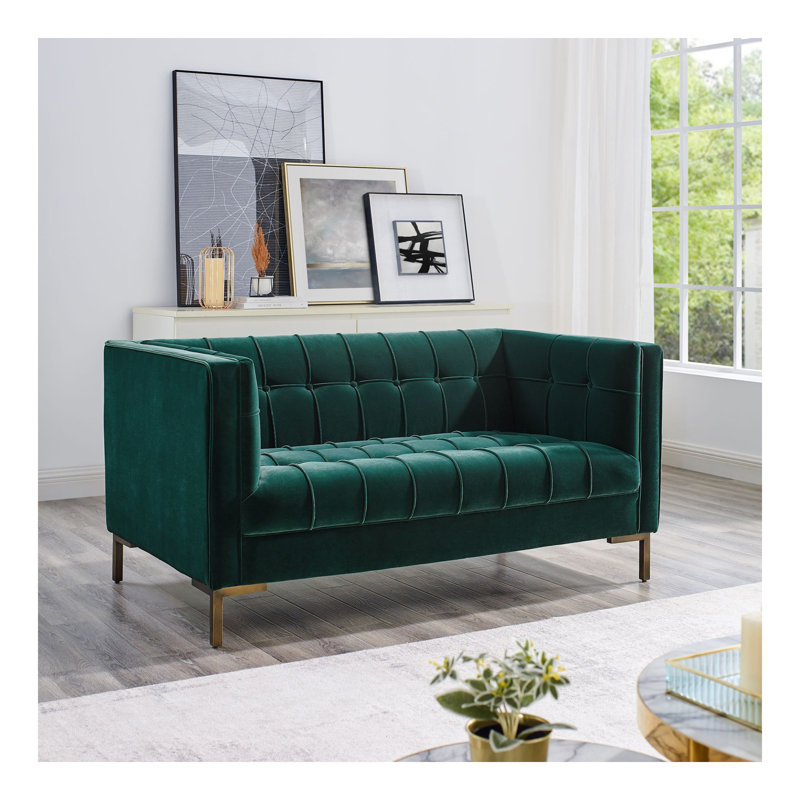 Causeuse en velours Isaac - Vert, Vert