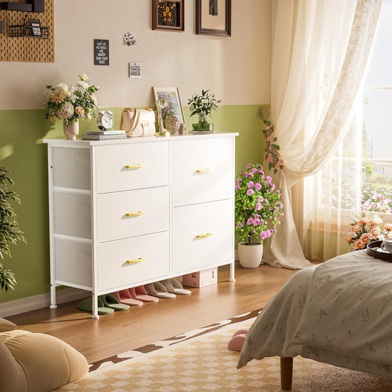 Commode en tissu à 5 tiroirs pour commode de chambre à coucher
