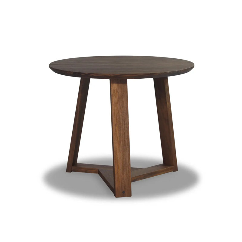Cascais Round Dining Table With Japandi Base, Brown Oak, 30"H x 36"L x 36"D