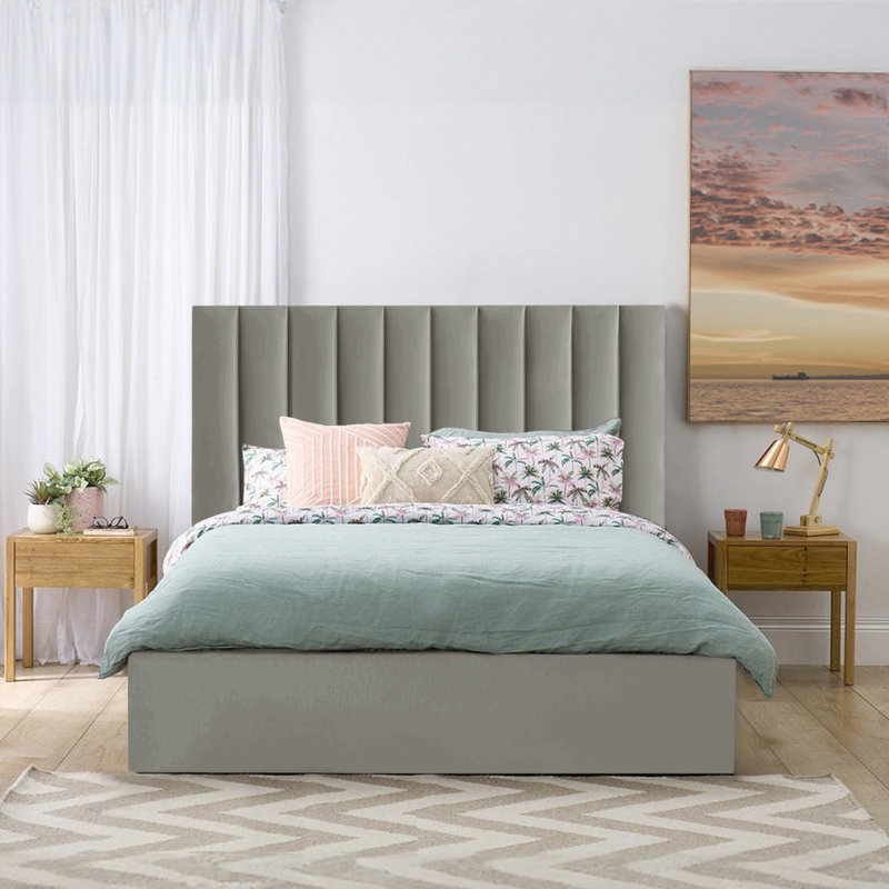 Lydianna Upholstered Bed, Grey, Kingsize (5')