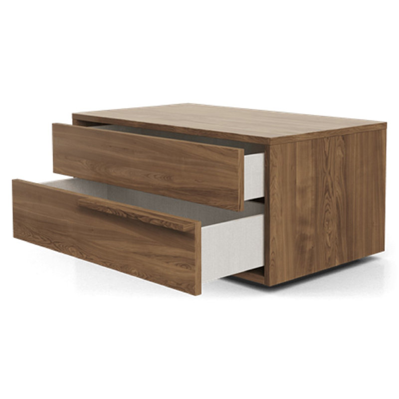 Table de chevet 2 tiroirs Mckie, Noyer, Gauche