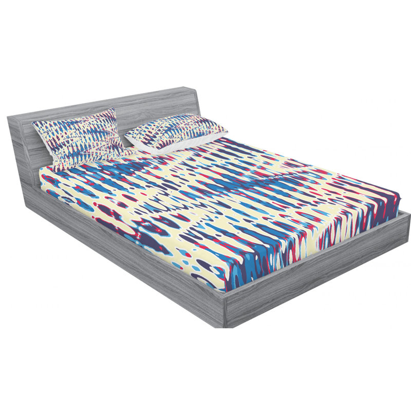 Microfiber Chevron Fitted Sheet, Queen Fitted Sheet with 2 Pillowcases