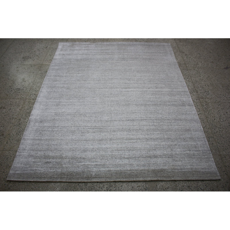 Tapis tissé à la main | Tapis en laine et bambou en soie moderne | Tapis d'intérieur 9 mm beige, Rectangle de 5 pi x 8 pi