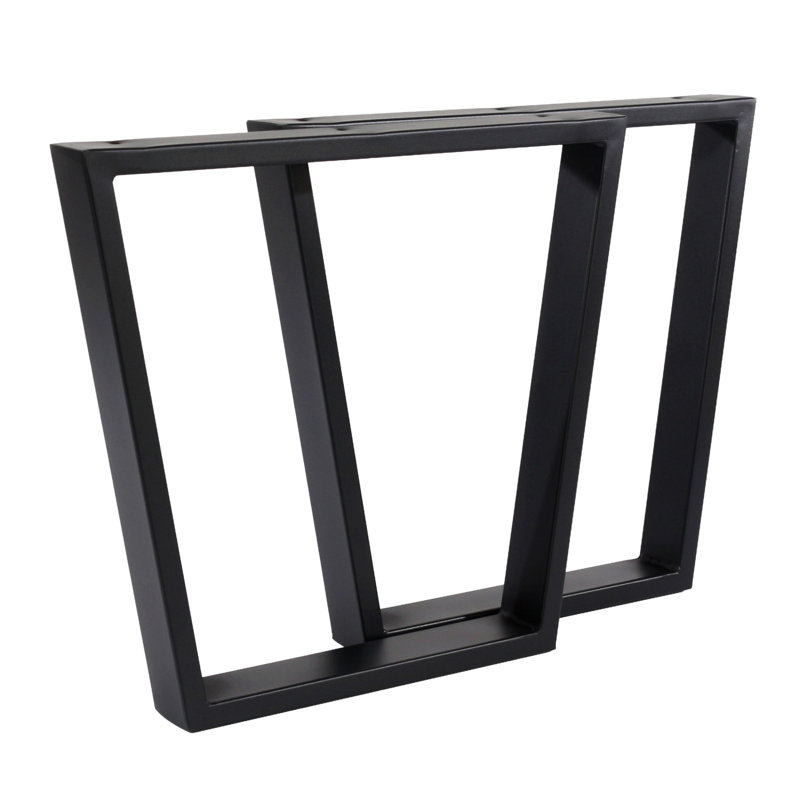 Angular Pair of Legs, Black Industrial Steel Alloy - For DIY, Furniture, Tables, 45cm H x 49cm W x 6cm D