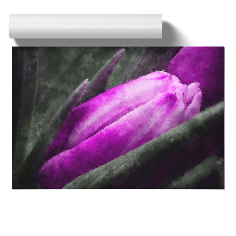 Purple Tulip Flowers Painting - Frameless Print, 21cm H x 30cm W x 0.1cm D